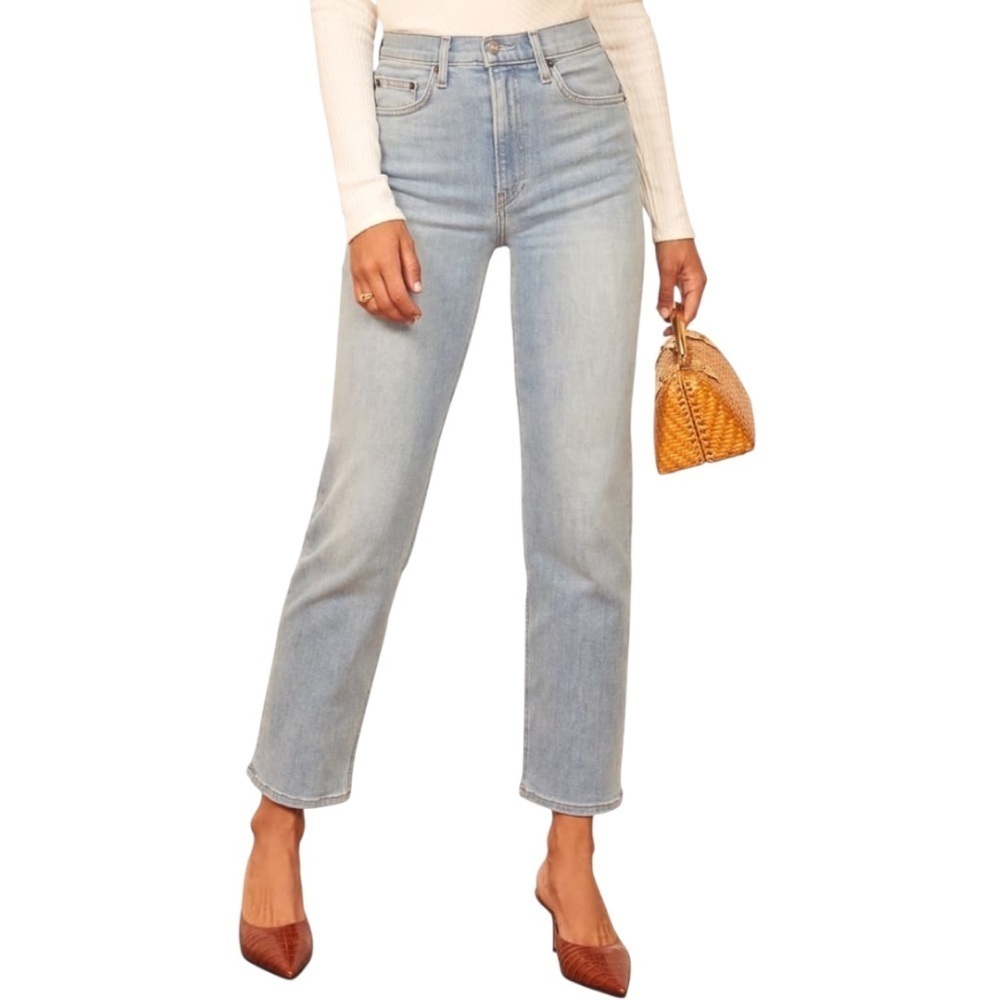 REFORMATION Women’s Julia High Cigarette Light Blue Jeans